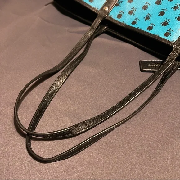 Coach City Signature Reversible Tote Bag - Turquoise/Blk Rose Print - Picture 14 of 16